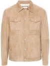 Brunello Cucinelli Classic-collar Leather Shirt Jacket In Neutrals