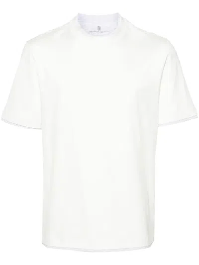 Brunello Cucinelli Classic Crew Neck T-shirt For Men In White