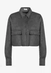 Brunello Cucinelli Cropped Brushed-wool Jacket In Gray