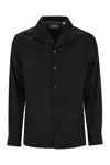 Brunello Cucinelli Dark Blue Silk And Cotton Blend Shirt