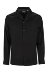 Brunello Cucinelli Dark Blue Silk And Cotton Blend Shirt In Black