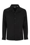 Brunello Cucinelli Dark Blue Silk And Cotton Blend Shirt In Black
