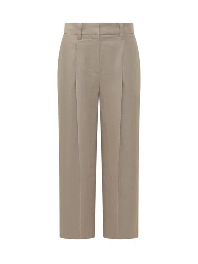 Brunello Cucinelli Classic Front-pleat Trousers For Ss26 In Neutral