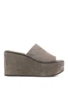 Brunello Cucinelli Platform Wedge Suede Mule In Brown