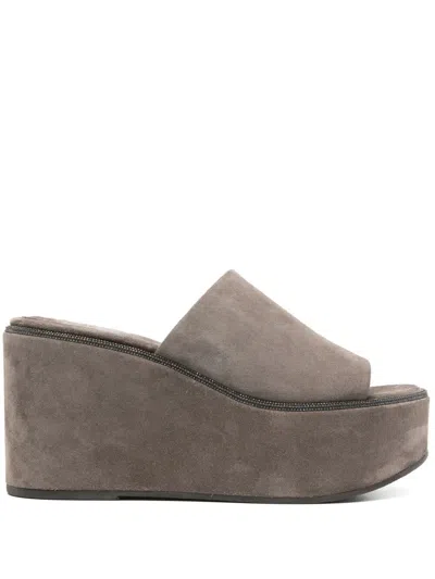Brunello Cucinelli Brown Wedges With Almond Toe
