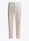 Brunello Cucinelli Denim Trousers With Pockets And Loops In White
