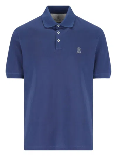 Brunello Cucinelli Classic Mini Short Sleeve Polo For Men In Blue