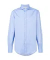 Brunello Cucinelli Shirt With Cannon Pleat Detail And Curved Hem In Blue
