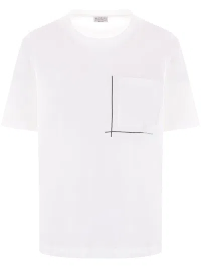 Brunello Cucinelli Classic Pocket Tee Shirt In White