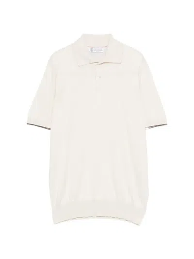 Brunello Cucinelli Classic Short Sleeve Polo With Button Detail In White