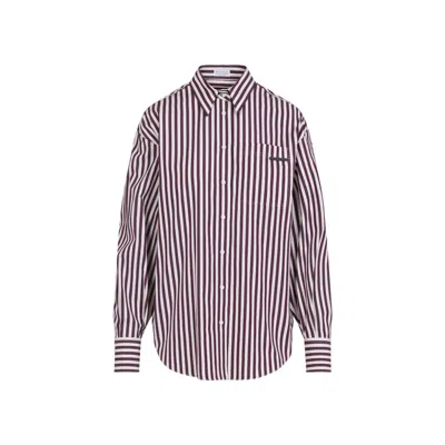 Brunello Cucinelli Classic Striped Cotton Shirt With Button-down Front In Pink