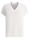 Brunello Cucinelli Classic White V-neck T-shirt In White