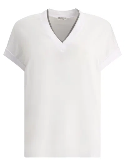 BRUNELLO CUCINELLI BRUNELLO CUCINELLI CLASSIC WHITE V-NECK T-SHIRT