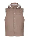 Brunello Cucinelli Clay Wool Padded Hooded Vest In Silver