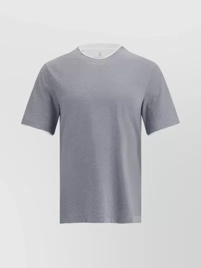 Brunello Cucinelli Clean Monochrome T-shirt Double Layer In Gray
