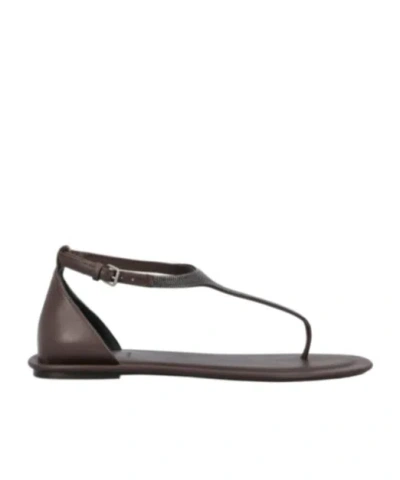 Brunello Cucinelli Clim-toed Flat Sandals In Black