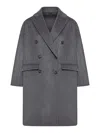 Brunello Cucinelli Double-breasted Cashmere Coat In Gray
