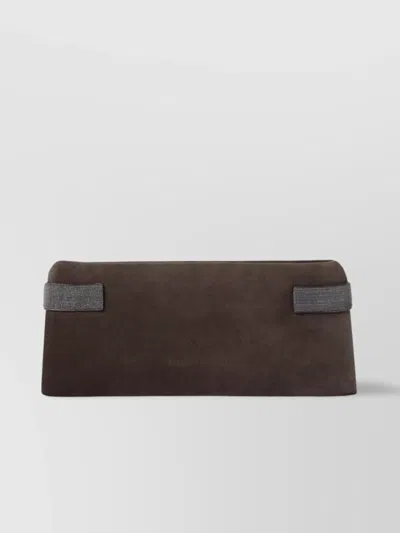 BRUNELLO CUCINELLI CLUTCH BAG RECTANGULAR CONTRAST HANDLES