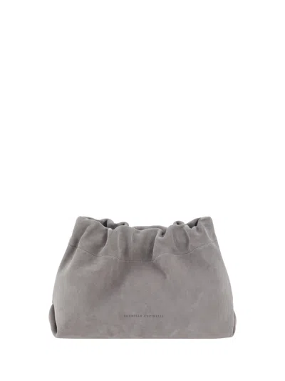 Brunello Cucinelli Clutch Shoulder Bag In Pietra Serena