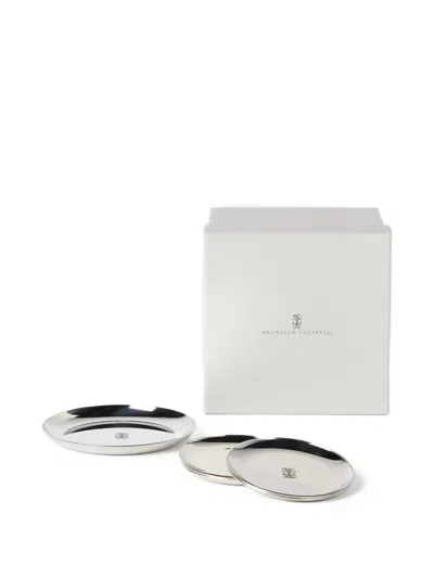 Brunello Cucinelli Coaster Set In Silver