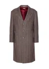 Brunello Cucinelli Chevron Motif Coat Logo Buttons In Brown