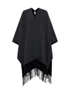 Brunello Cucinelli Reversible Fringed Poncho In Antra+nero