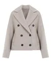 Brunello Cucinelli Virgin Wool-cashmere Double-breasted Jacket In Beige