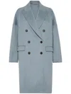 Brunello Cucinelli Cashmere Double-breasted Overcoat In Blue