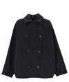 Brunello Cucinelli Virgin Wool-cashmere Double-breasted Jacket In Blue