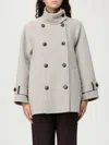 Brunello Cucinelli Double Worked Caban In Virgin Wool And Cashmere Cloth With Shiny Cuff Details Clo In Gray