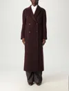 Brunello Cucinelli Bordeaux Double-breasted Coat With Peak Revers In Brown