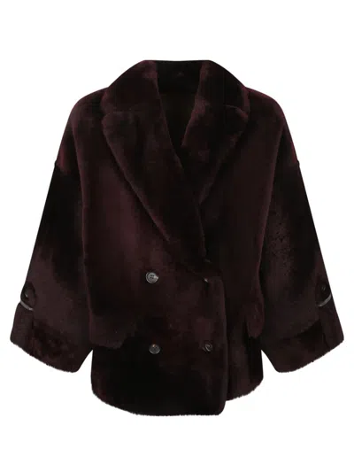 Brunello Cucinelli Coat In Burgundy