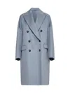 Brunello Cucinelli Cashmere Double-breasted Overcoat In Celeste