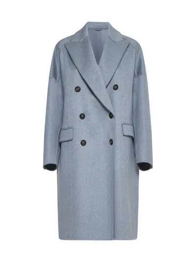Brunello Cucinelli Coat In Sky Blue