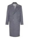 Brunello Cucinelli Double-breasted Wool Coat In Grey