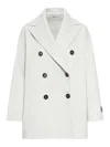 Brunello Cucinelli Monili Bead-embellished Peacoat In Gris Claro
