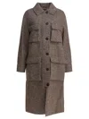 Brunello Cucinelli Virgin Wool And Silk Diagonal Coat In Brown