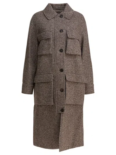 BRUNELLO CUCINELLI BRUNELLO CUCINELLI COAT IN DIAGONAL MÉLANGE OF VIRGIN WOOL AND SILK