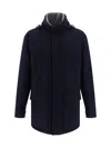 Brunello Cucinelli Men Cashmere Parka Coat In Blue