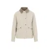 Brunello Cucinelli Hooded Parka Coat Contrast Collar Design In Neutral