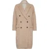 Brunello Cucinelli Boucle Double-breasted Coat Sequin Embellishment In Nude