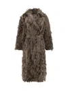Brunello Cucinelli Fil Coupe Jacquard Fringe Belted Trench Coat In Brown