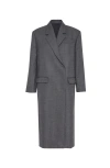 Brunello Cucinelli Grey Single-breasted Coat With Notched Revers In Wool Woman In Dark Grey