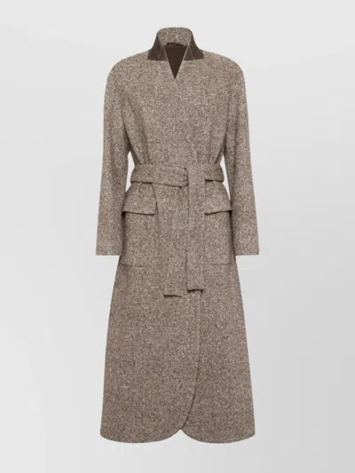 BRUNELLO CUCINELLI COAT WRAP BELTED NOTCHED LAPEL