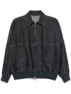 Brunello Cucinelli Denim-effect Twill Bomber Jacket With Shiny Zip