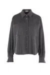 Brunello Cucinelli Wool Shirt With Chest Pockets And Horn Buttons In Gray