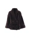 Brunello Cucinelli Double-breasted Reversible Fur Jacket With Front Pockets In Brown