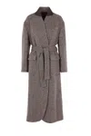 Brunello Cucinelli Women Brown Diagonal Melange Coat With Monili In Brown