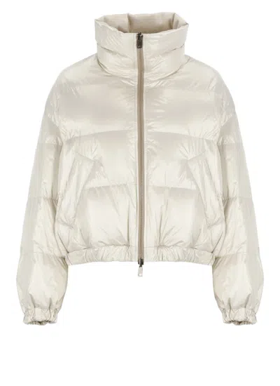 Brunello Cucinelli Cropped Tech Down Jacket In White