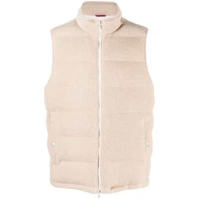 Brunello Cucinelli Padded Quilted Gilet In Beige